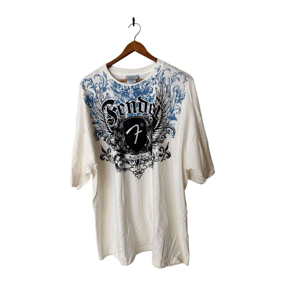 Fender Y2K Rock & Roll Graphic T-Shirt Mens Size XXL Crew Neck Cotton 2000’s Era